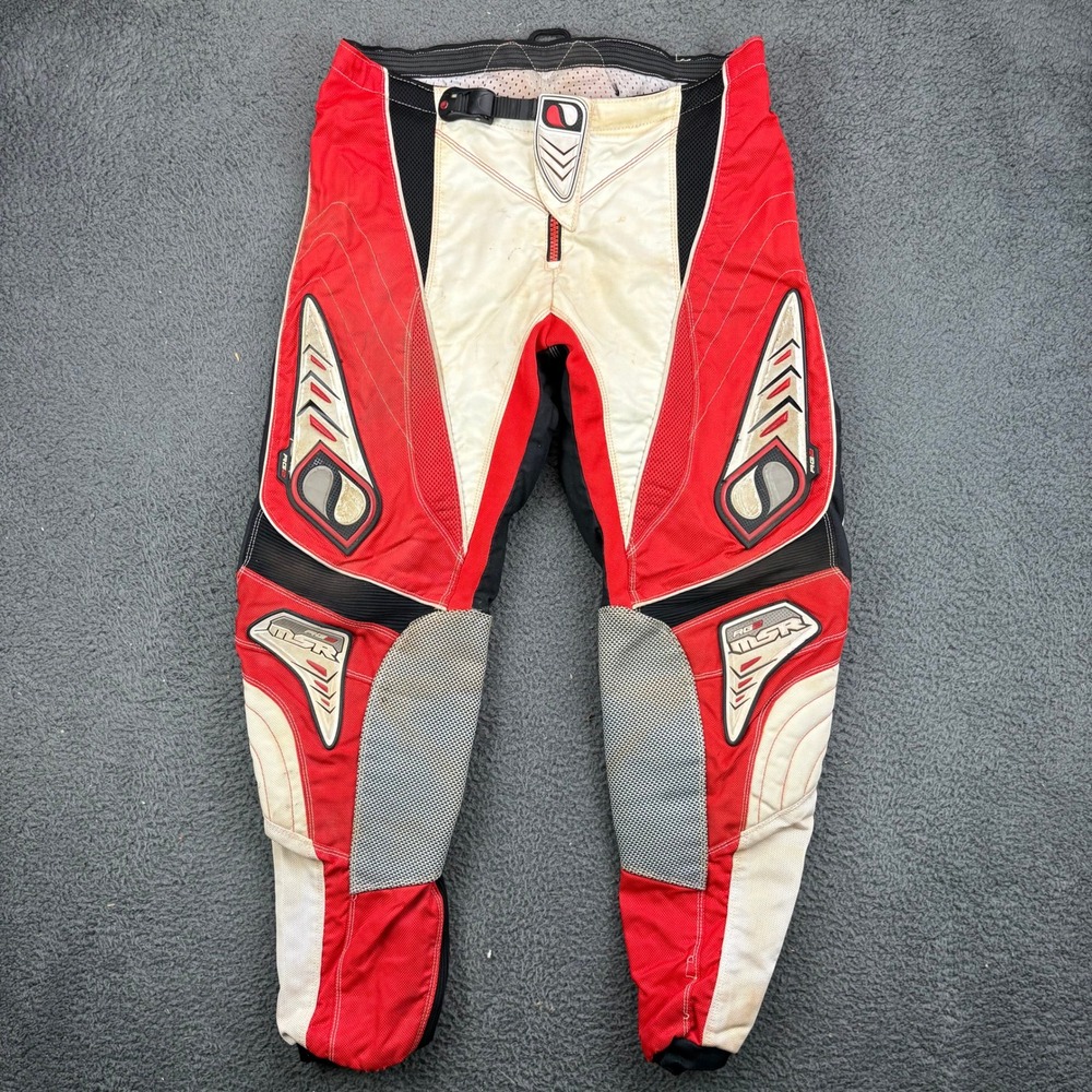 MSR RG2 Motocross Racing Pants Mens 34 Red White Black Padded Dirt Bike Gear